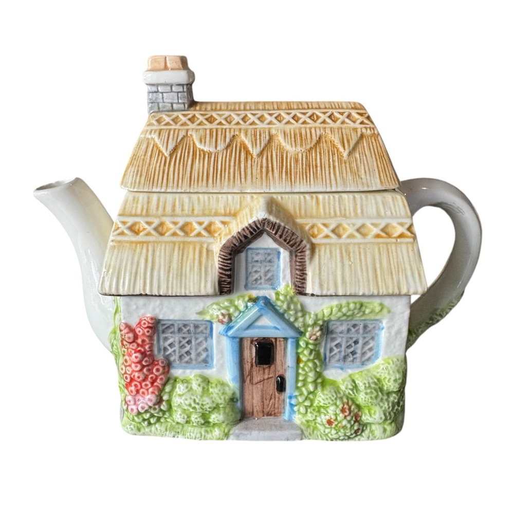 Vintage English Cottage Teapot Ceramic Decorative